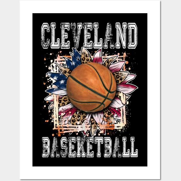 American Flag Personalized Cleveland Proud Name Basketball Wall Art by Irwin Bradtke